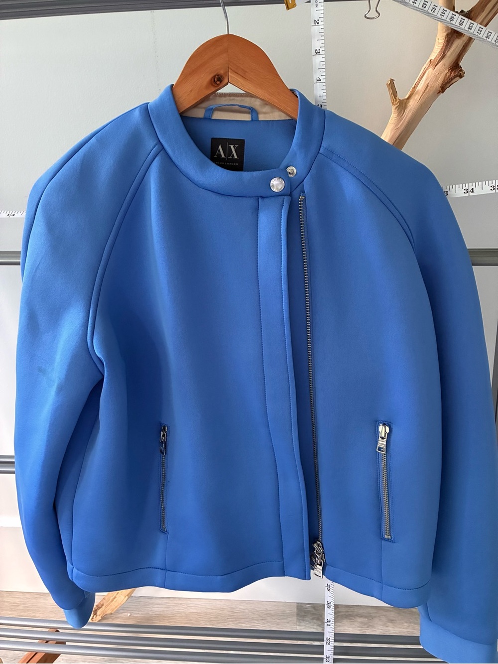 Armani Exchange Women's Bright Blue Zip-Front Utility Jacket